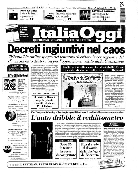 Italia oggi : quotidiano di economia finanza e politica